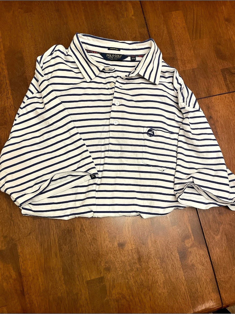 Polo Ralph Lauren Striped Polo in White & Blue Like New